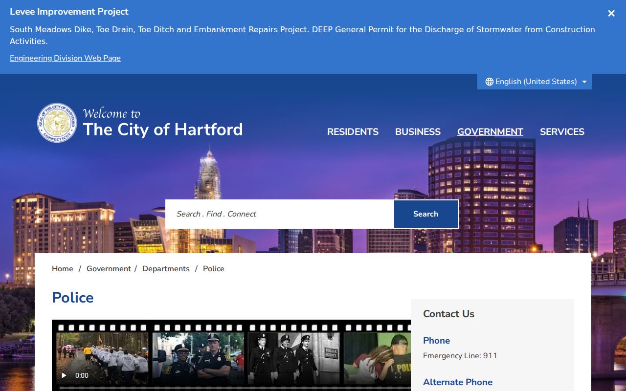 Official Hartford Police Department service page