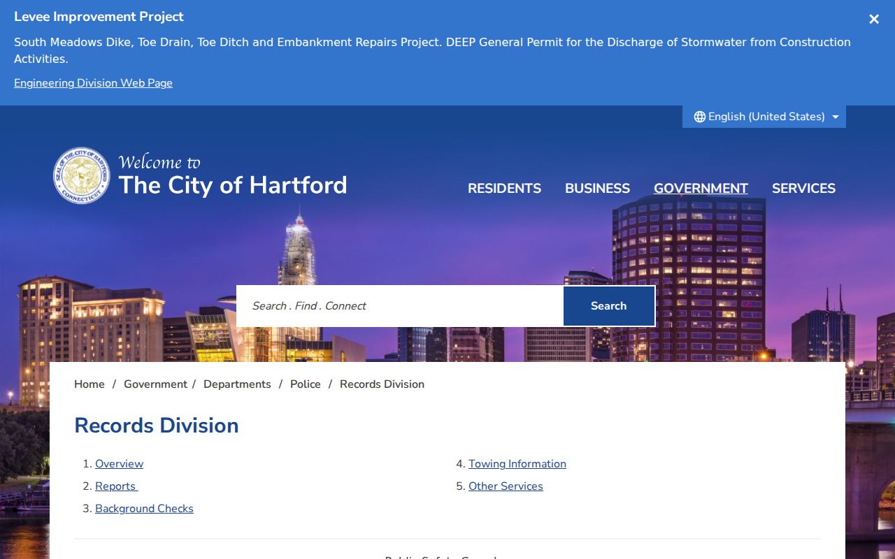 Hartford Police Records report request instructions