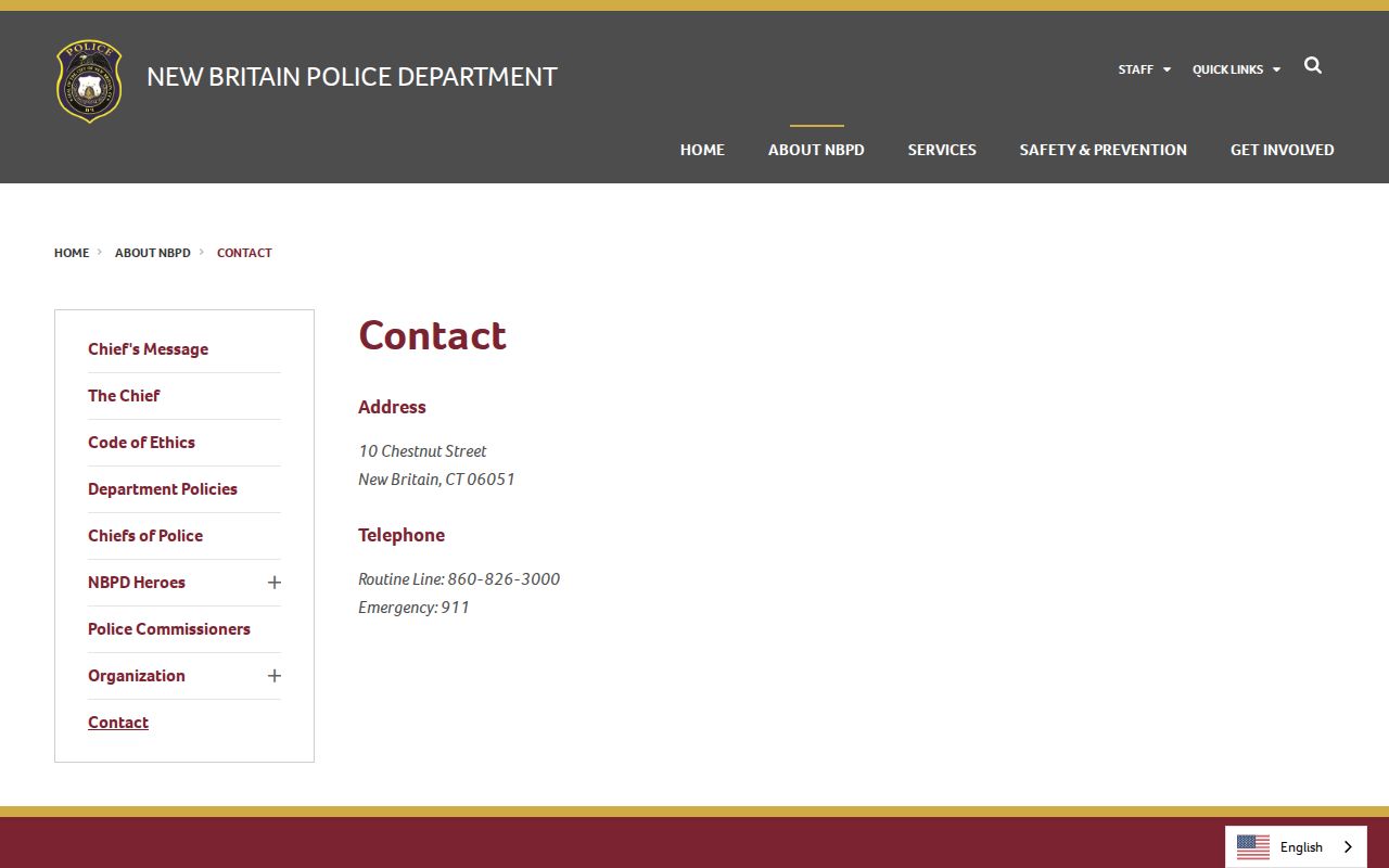 New Britain Police official contact and building information