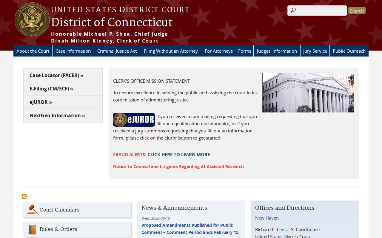 Official United States District Court for the District of Connecticut website